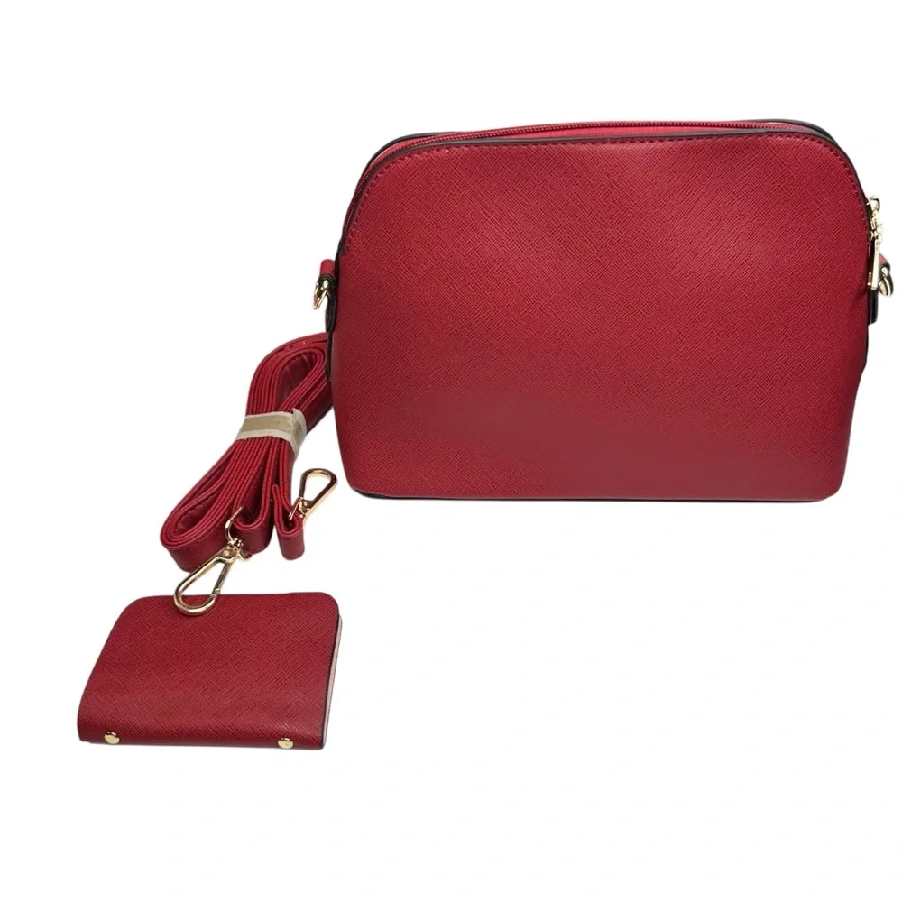 NWOT Elim & Paul Red Faux Leather 4 Piece Purse Bag Set - Picture 6 of 16